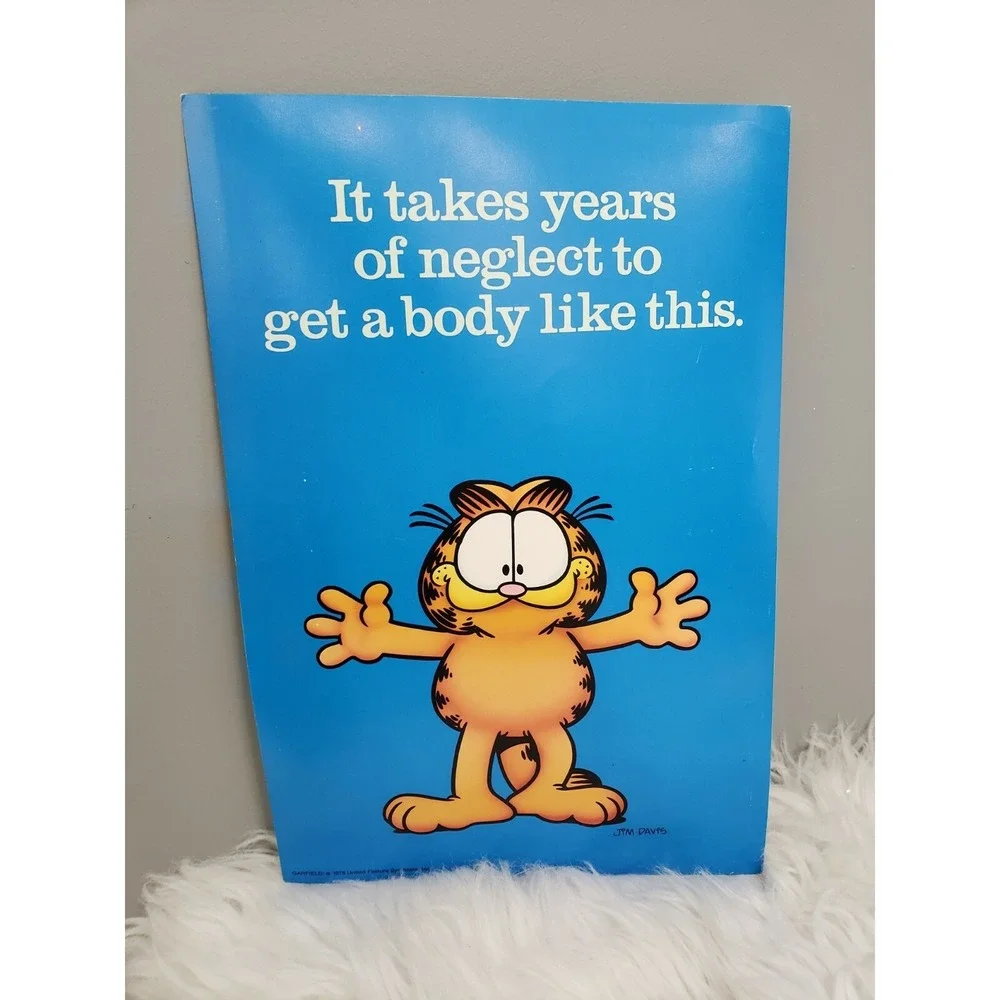 Vintage 1978 GARFIELD CAT Poster Argus Jim Davis dadbod gym kitchen mancave gift